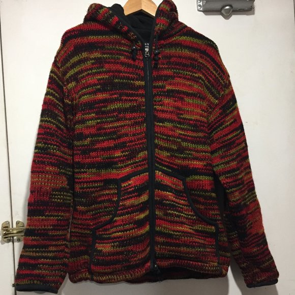 TIBETAN VILLAGE KNITTED WOOL JACKETS SIZE L/XL - Picture 4 of 9